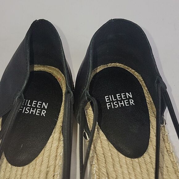 Eileen Fisher Lee Espadrille Black Flat Women's Shoes. - Picture 9 of 13